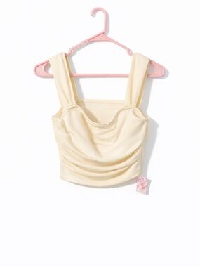 SHEIN Cream Ruched Square-Neck Camisole